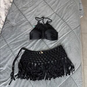 Crocheted Bikini Top with Skirt